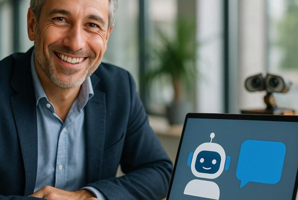 Imprenditore che costruisce un prompt efficace con l'intelligenza artificiale